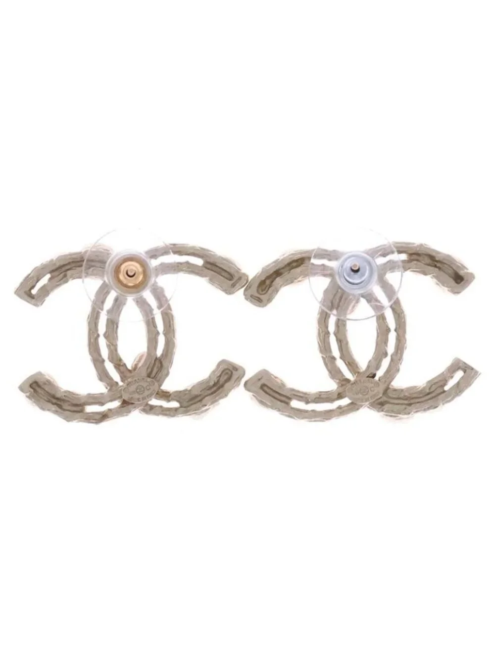 Chanel CC Logo Line Stone Pearl Gold Earring - Picture 2 of 6